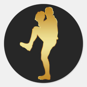 GOLD BASEBALL PLAYER RUNDER AUFKLEBER