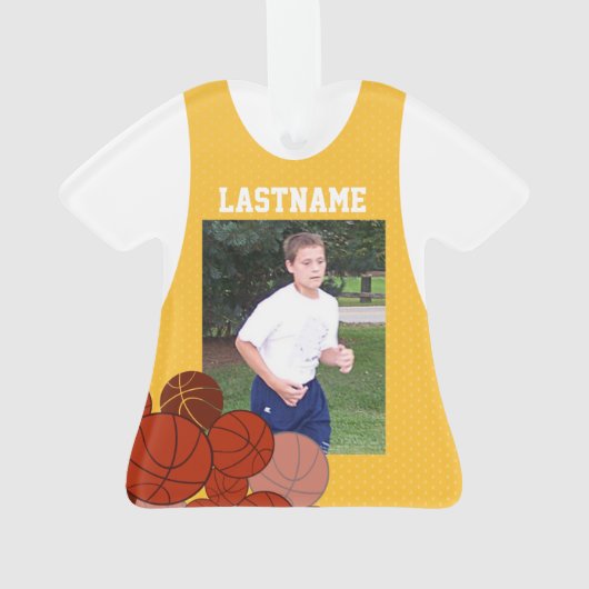Gold Basketball Sports Jersey mit Foto Ornament (Rückseite)
