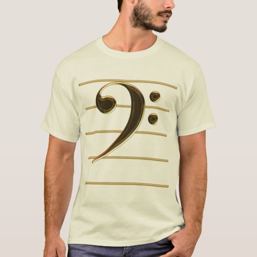 Gold Bass Clef Musiknote T-Shirt (Vorderseite)