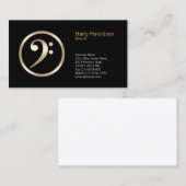 Gold Bass Clef Symbol Bassist Business Card Visitenkarte (Vorne/Hinten)