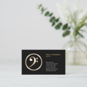 Gold Bass Clef Symbol Bassist Business Card Visitenkarte (Stehend Vorderseite)