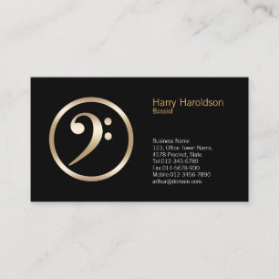Gold Bass Clef Symbol Bassist Business Card Visitenkarte