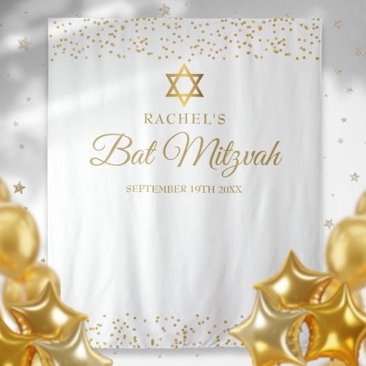Gold Bat Bar Mitzvah Foto Hintergrund Wandteppich