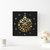 Gold bauble Christmas glam Quadratische Wanduhr (Zuhause)
