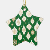 Gold Bauble Design green background Keramik Ornament (Links)