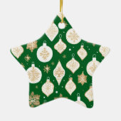 Gold Bauble Design green background Keramik Ornament (Hinten)