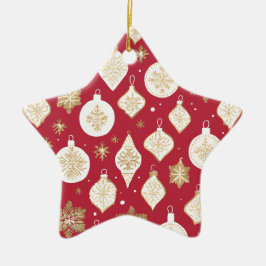 Gold-Bauble-Design roter Hintergrund Keramik Ornament