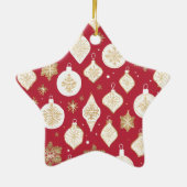Gold-Bauble-Design roter Hintergrund Keramik Ornament (Hinten)