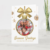 Gold Bauble Family Foto Feiertagskarte (Vorderseite)