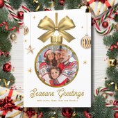 Gold Bauble Family Foto Feiertagskarte