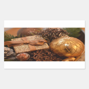 Gold Bauble und Weihnachtsgeschenk Rechteckiger Aufkleber