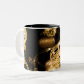 Gold Baubles and Spiral Pattern Zweifarbige Tasse (Vorderseite Links)