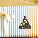 Gold Baubles Christmas Ornaments on Black Dreieckiger Aufkleber<br><div class="desc">Elegant gold and white Christmas tree ornaments on a black background, these TRIANGLE stickers are perfekt for gift wrapping, a holiday dinner party, corporate Christmas party, Office Party, holiday open house, wedding event, holidays hostgifts, holiday party favors and more. To further customize, click the Personalize button, then the Customize further...</div>