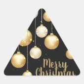 Gold Baubles Christmas Ornaments on Black Dreieckiger Aufkleber (Vorderseite)