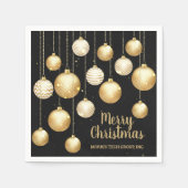 Gold Baubles Christmas Ornaments on Black Party Serviette (Vorderseite)