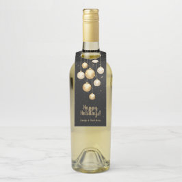 Gold Baubles Christmas Tree Ornaments on Black Flaschenanhänger