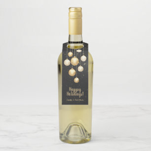 Gold Baubles Christmas Tree Ornaments on Black Flaschenanhänger