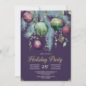 Gold Baubles Christmas Tree Party Invitation Einladung (Vorderseite)