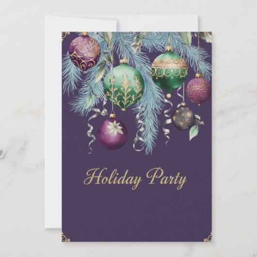 Gold Baubles Christmas Tree Party Invitation Einladung (Rückseite)