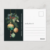 Gold Baubles Christmas Tree Party Invitation Postkarte (Rückseite)