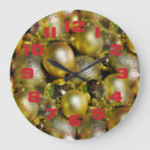 Gold Baubles Weihnachten Große Wanduhr (Vorderseite)