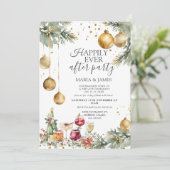 Gold Baubles Weihnachten nach dem Party Einladung (Stehend Vorderseite)