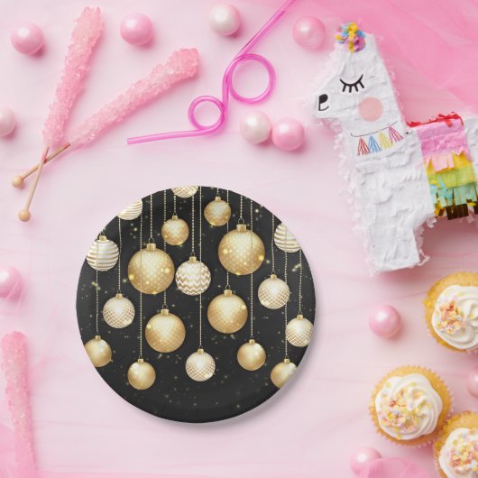 Gold Baubles Weihnachtsbaum Party Pappteller (Party)