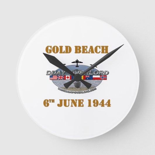 Gold Beach 6th June 1944 Runde Wanduhr (Vorderseite)