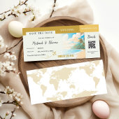 Gold Beach Boarding Pass Hochzeit Save The Date