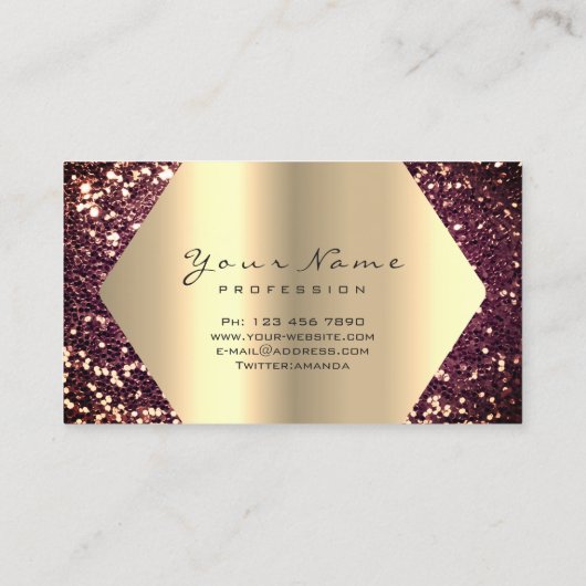 Gold Bean Glitzer Makeup Artist Lashes Browns Visitenkarte (Rückseite)