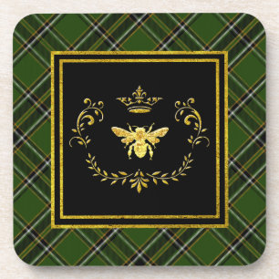 Gold Bee Crown Irischer Tartan Untersetzer