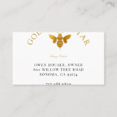 Gold Bee Honeycomb Logo Beekeeper Honey Products Visitenkarte (Rückseite)