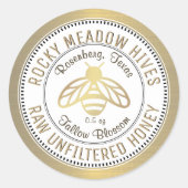 Gold Bee Logo Beekeeper Honey Jar Label Runder Aufkleber (Vorderseite)