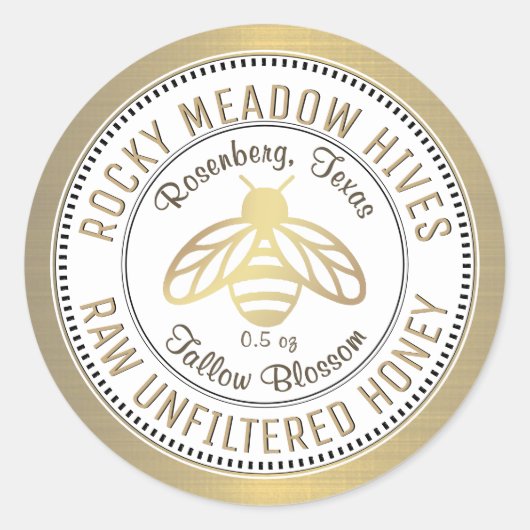 Gold Bee Logo Beekeeper Honey Jar Label Runder Aufkleber (Vorderseite)