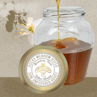 Gold Bee Logo Beekeeper Honey Jar Label Runder Aufkleber