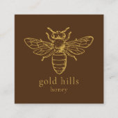 Gold Bee QR Code Brown Square Biz Card Quadratische Visitenkarte (Vorderseite)