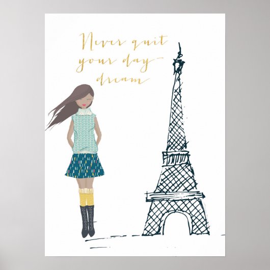 Gold "Beenden Sie Ihren Traum nie" Zitat-Poster Poster (Vorne)