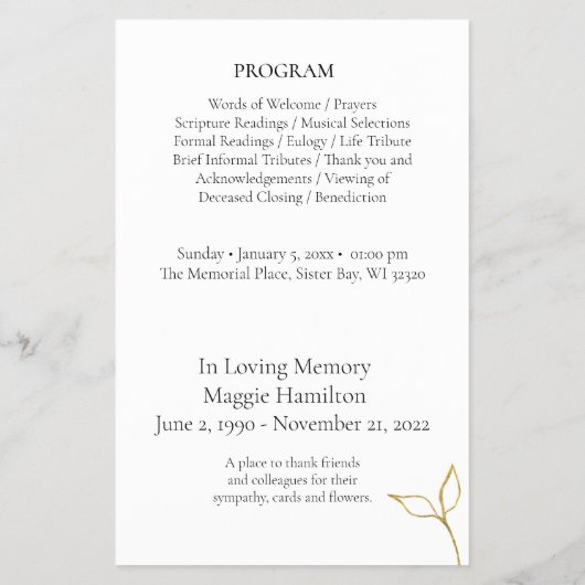 Gold Beerdigung des Lebenszeitplans Flyer (Hinten)