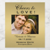 Gold Beifall für Liebe Hochzeit Foto Flasche Gefal Weinetikett (Einzelnes Label)