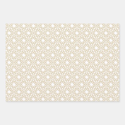 Gold Beige Arabesque Design Geschenkpapier Set (Vorderseite)