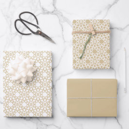 Gold Beige Arabesque Design Geschenkpapier Set