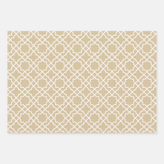 Gold Beige Arabesque Muster Geschenkpapier (Vorderseite 2)