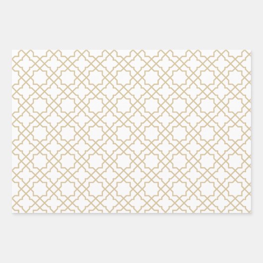Gold Beige Arabesque Muster Geschenkpapier (Vorderseite)