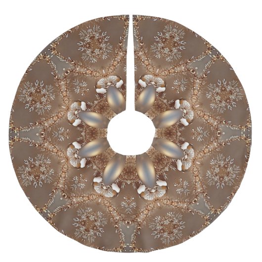 Gold Beige Dekoratives Holiday Tree Skirt Polyester Weihnachtsbaumdecke (Vorderseite)