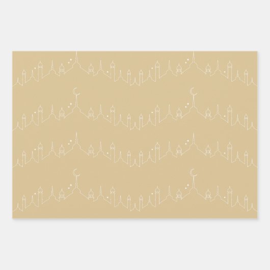 Gold Beige Eid Mubarak Masjid Design Geschenkpapier Set (Vorderseite 3)