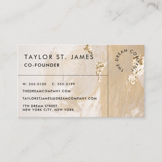 Gold Beige Mainting Business Card Visitenkarte (Vorderseite)
