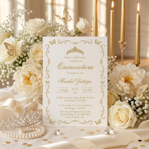 Gold-beige mit Kranz Quinceanera-Einladung Einladung