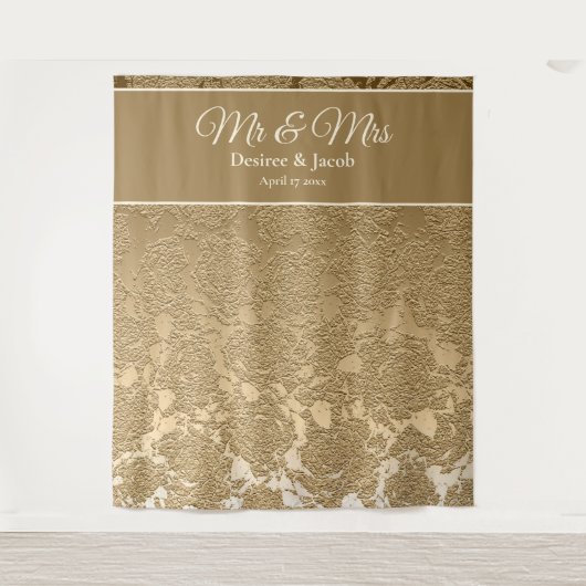Gold Beige Moderne Foto Stand Hochzeitsvorhang Wandteppich (Vorderseite)