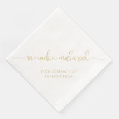 Gold Beige Ramadan Mubarak Calligrafie Custom Serviette (Ecke)