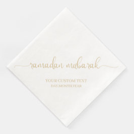 Gold Beige Ramadan Mubarak Calligrafie Custom Serviette
